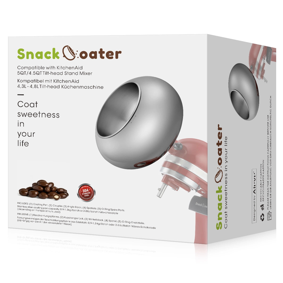 SNACKCOATER Compatible with KitchenAid Tilt-Head Stand Mixer 4.5-5QT