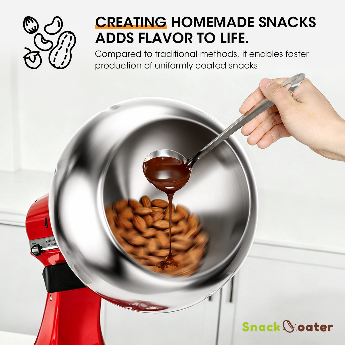 SNACKCOATER MINI Compatible with KitchenAid Tilt-Head Stand Mixer 4.5-5QT