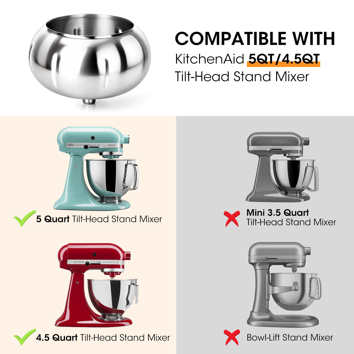 SNACKCOATER MINI Compatible with KitchenAid Tilt-Head Stand Mixer 4.5-5QT