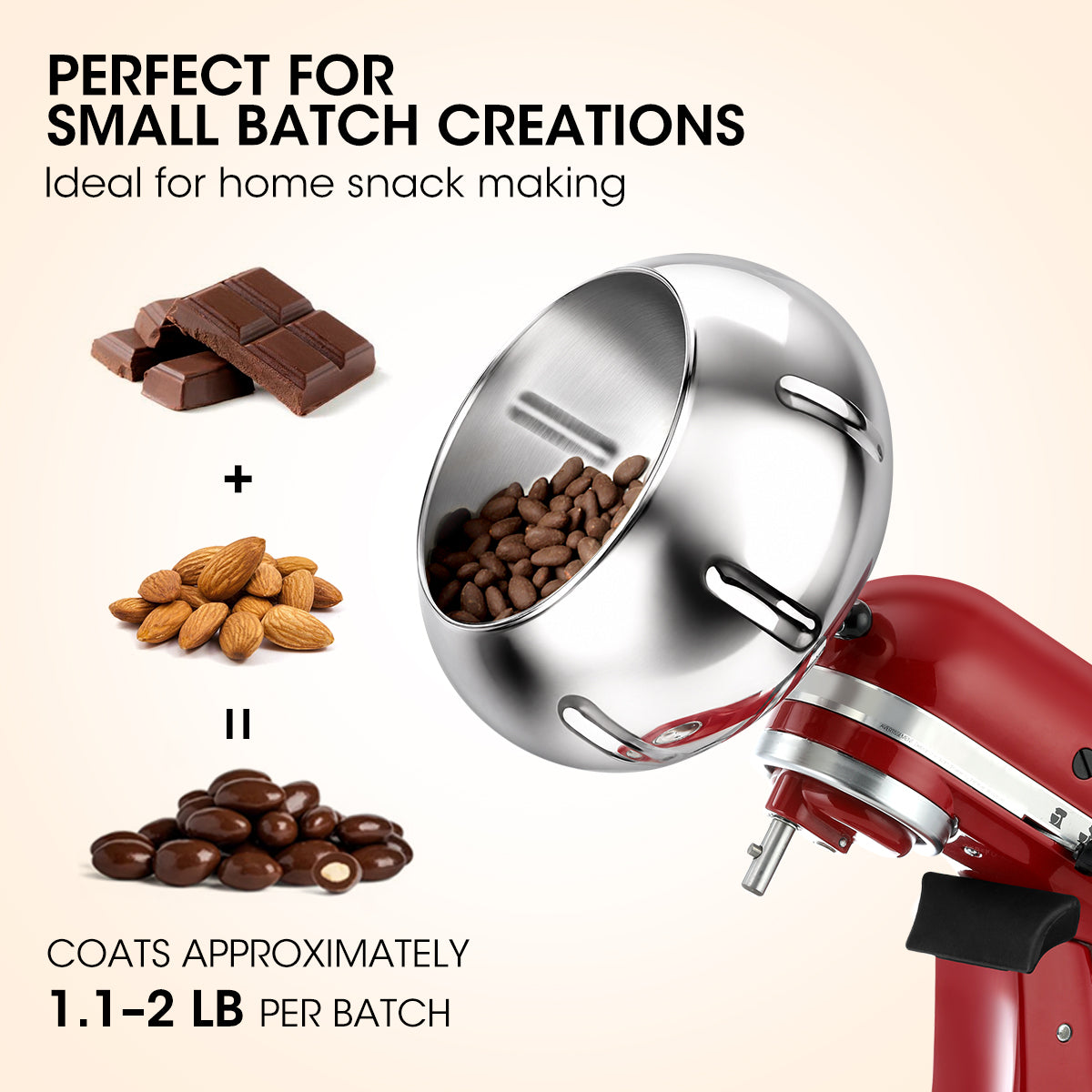 SNACKCOATER MINI Compatible with KitchenAid Tilt-Head Stand Mixer 4.5-5QT