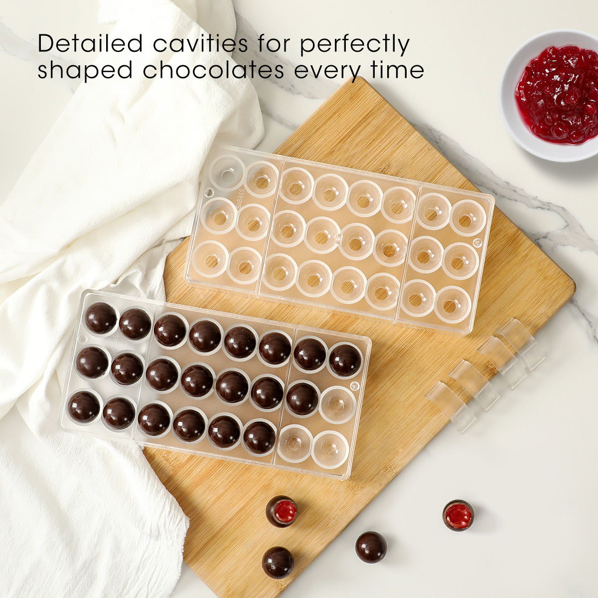 Detailed cavities for perfectly shaped chocolates every time.