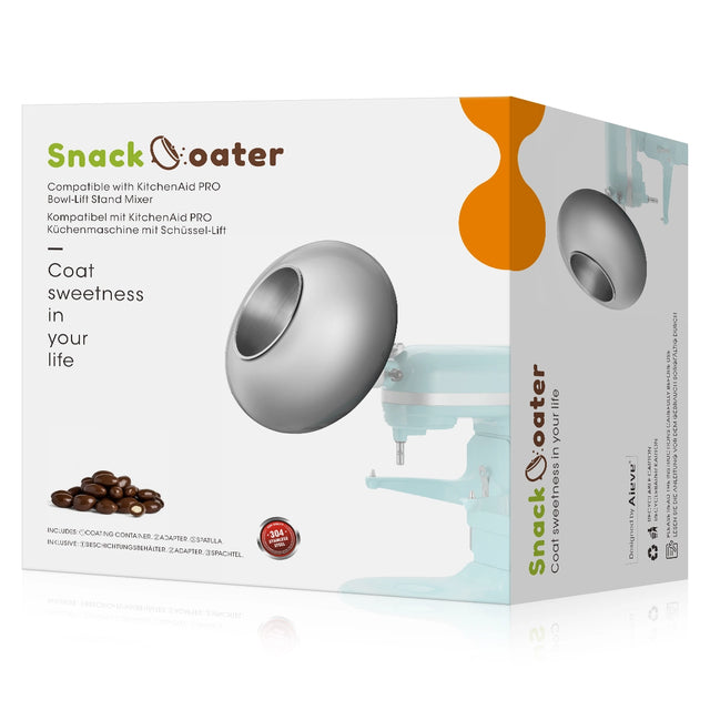 Snack oater pro packaging with a stand mixer on a white background